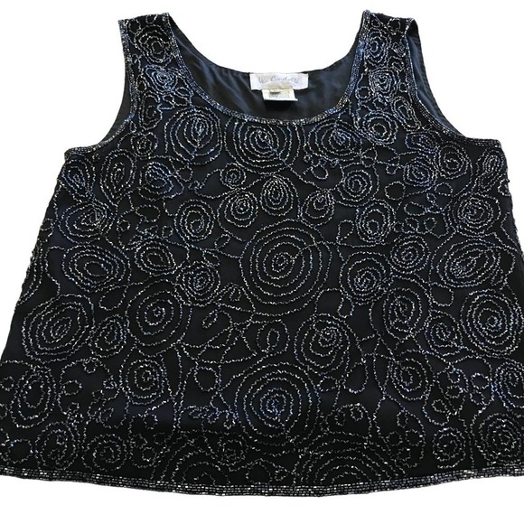 100% Silk Embroidered Top by Via Condotti  Large - Picture 1 of 5